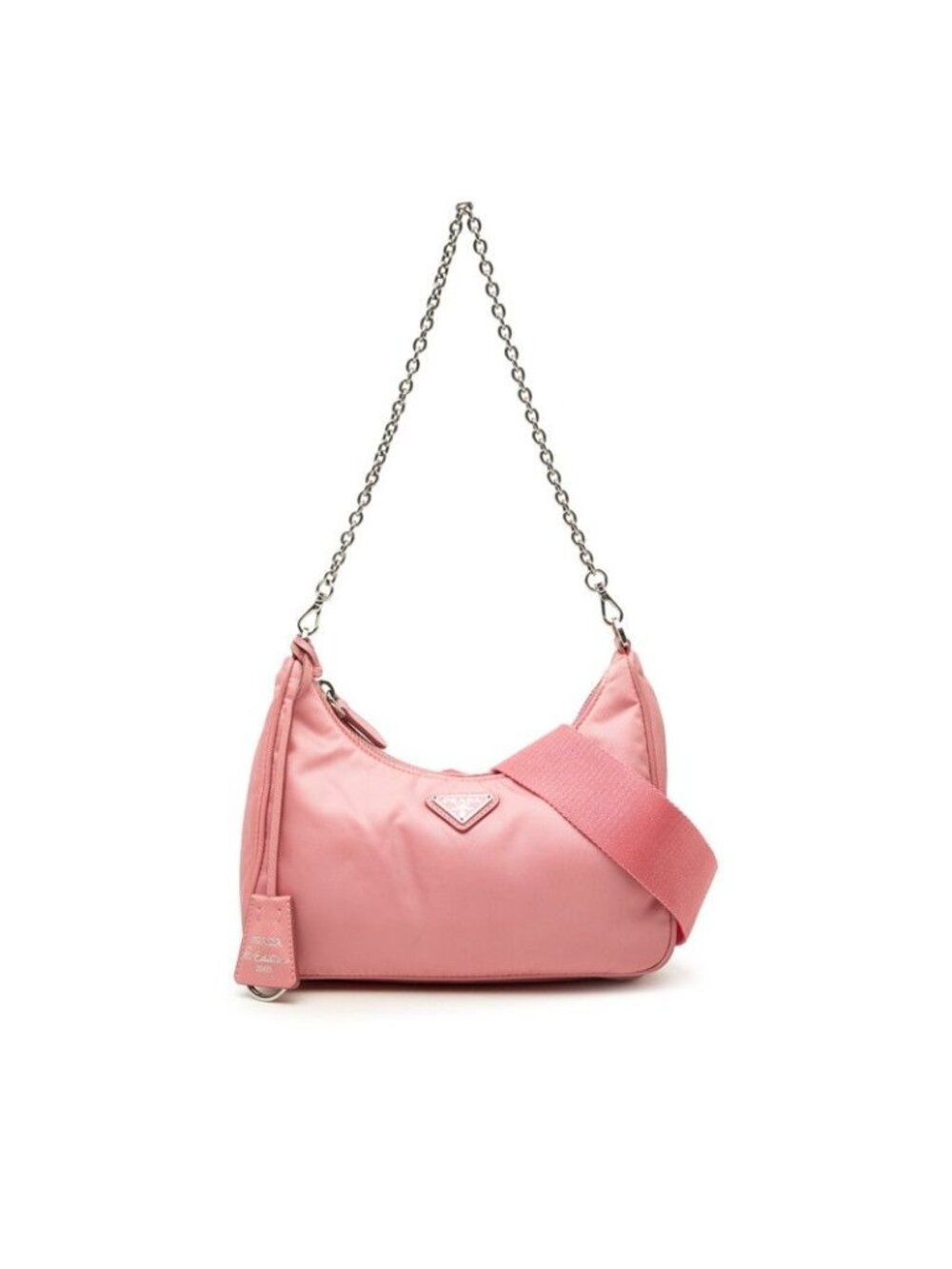 Prada Re Edition 2005 Chain 2-Way Shoulder Bag Pink Nylon Leather
